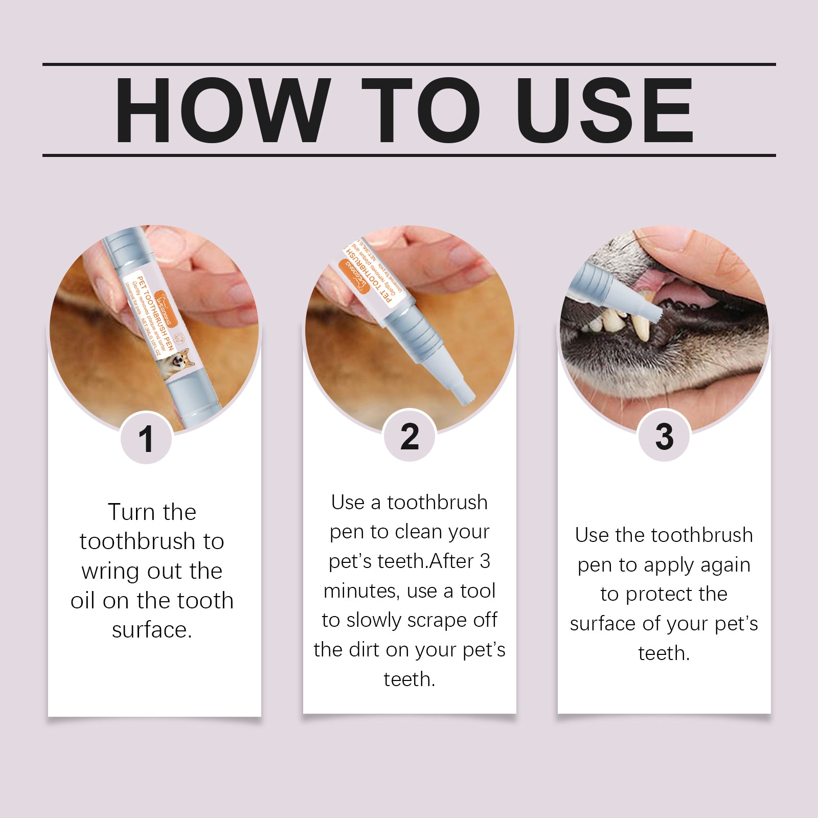 Pet Toothbrush Pen – Tartar & Plaque Remover for Dogs & Cats