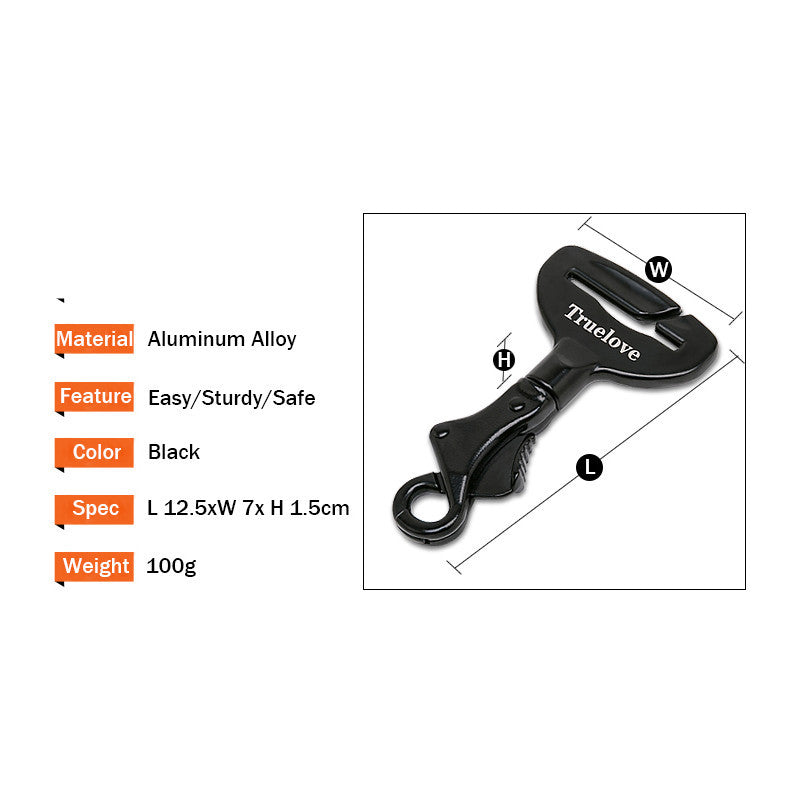 Heavy-Duty Dog Seat Belt Buckle – Aluminum Alloy Safety Restraint for Car Travel
