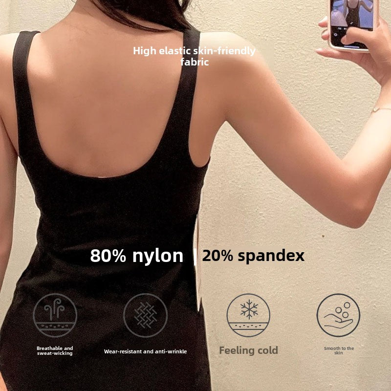 Outdoor Fitness Sports Two-Piece Dress with Built-in Bra, Anti-Peek, Stretchy, Breathable Tennis Skirt for Women