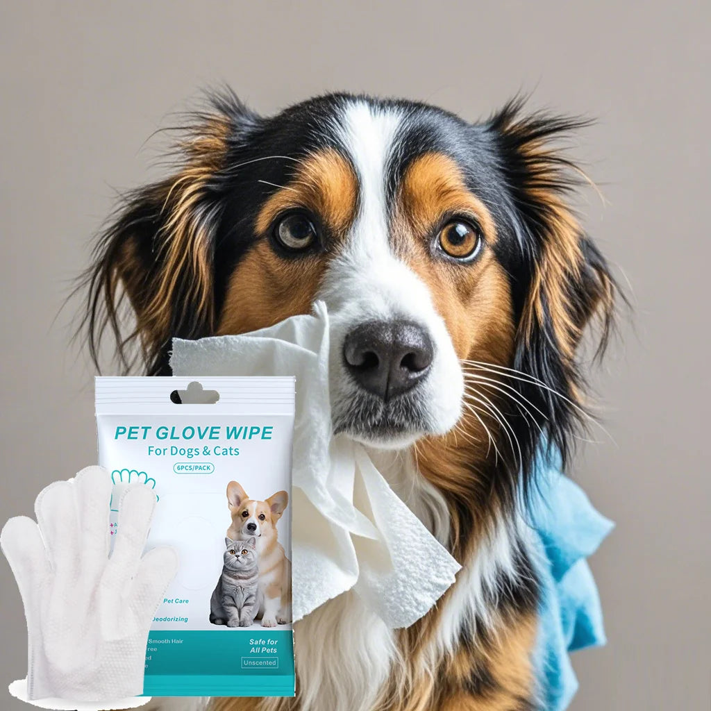 Pet disposable gloves, bathing and cleaning for cats and dogs, dry cleaning, wet wipes, and gloves.