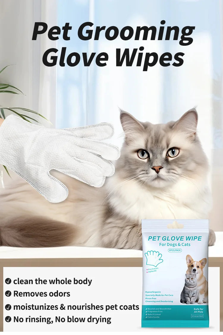 Pet disposable gloves, bathing and cleaning for cats and dogs, dry cleaning, wet wipes, and gloves.