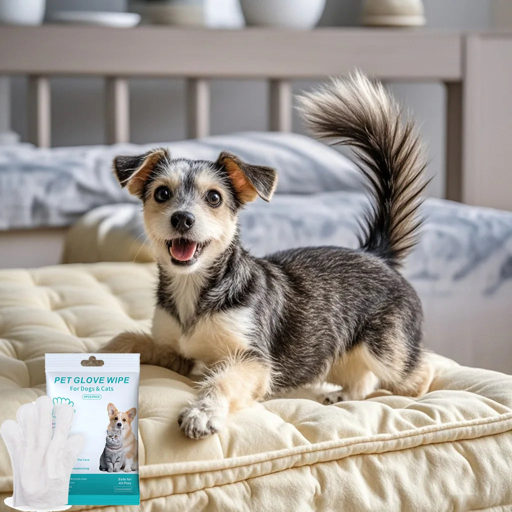 Pet disposable gloves, bathing and cleaning for cats and dogs, dry cleaning, wet wipes, and gloves.
