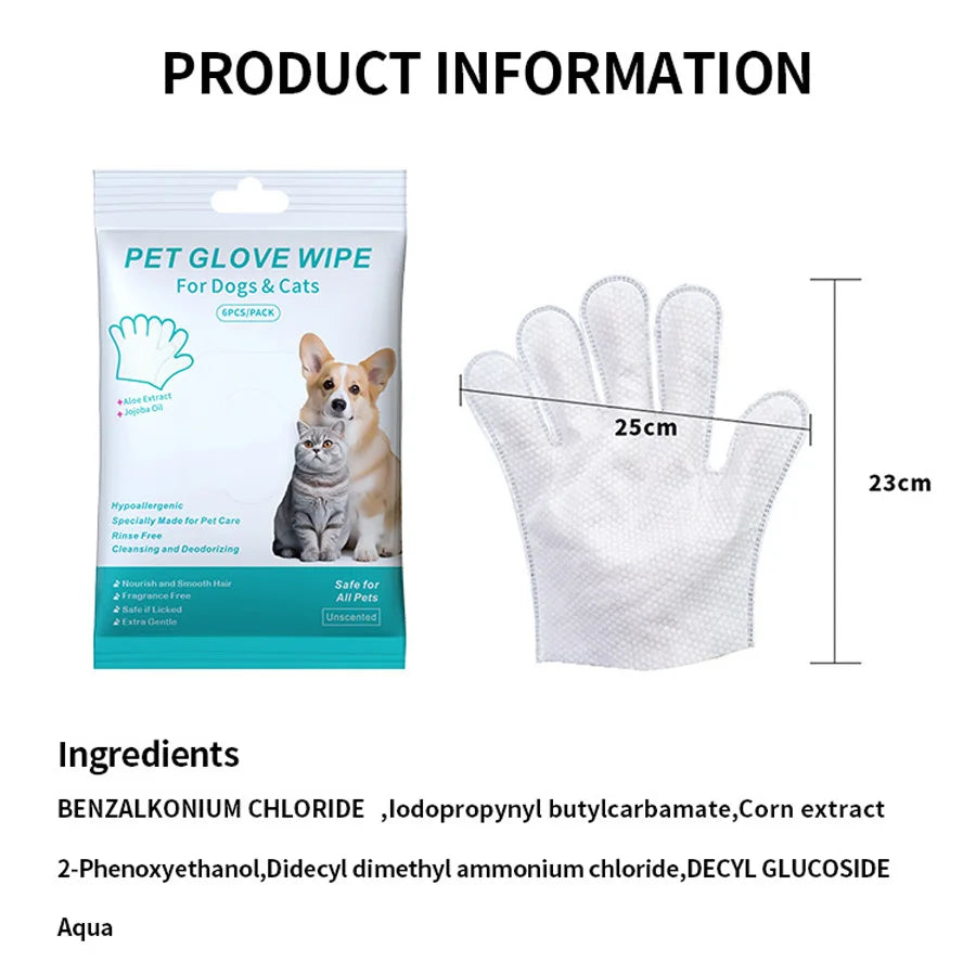 Pet disposable gloves, bathing and cleaning for cats and dogs, dry cleaning, wet wipes, and gloves.