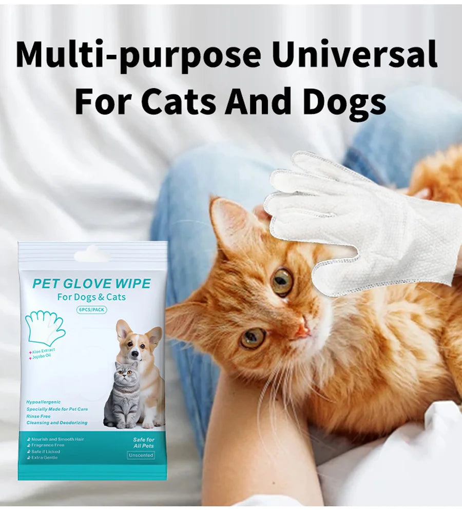 Pet disposable gloves, bathing and cleaning for cats and dogs, dry cleaning, wet wipes, and gloves.