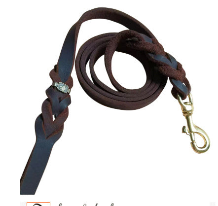 German Shepherd Hand Holding Rope - Cowhide Dog Leash Hand-knitted Medium And Large