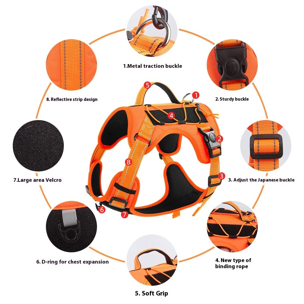 Anti-Break Loose Dog Harness with Hand-Held Rope – Durable Polyester Pet Leash for Daily Walks